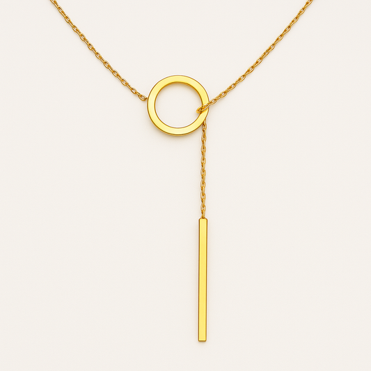 Collar para Mujer con Diseño de Círculo y Barra en Color Oro Rosa